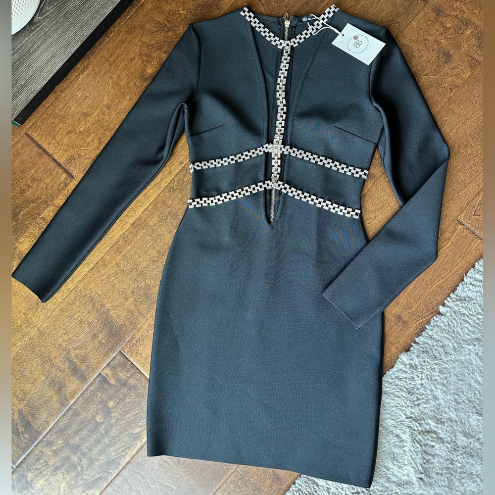 Black Bandage Dress with Chaim Accents
